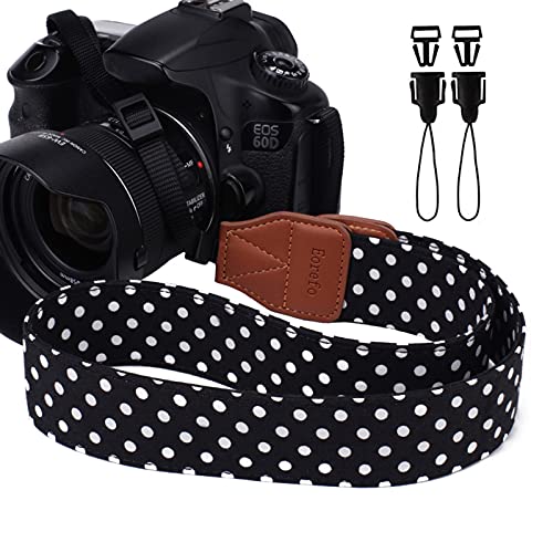 Eorefo Camera Shoulder Strap for Compact Digital, Mirrorless, and DSLR Cameras (Black)