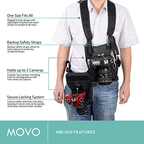 Movo Photo MB1000 Multi-Camera Carrying Vest with Side Holster (MB1000)