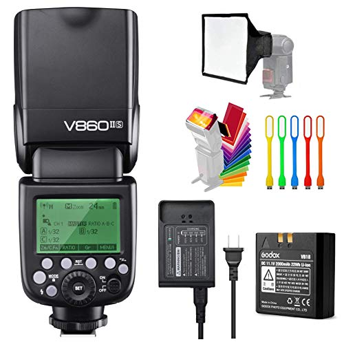 Godox V860II-S Camera Flash Speedlite with High-Speed Sync (GN60, 1/8000), 2.4G TTL, Li-ion Battery for Sony and USB LED Compatible