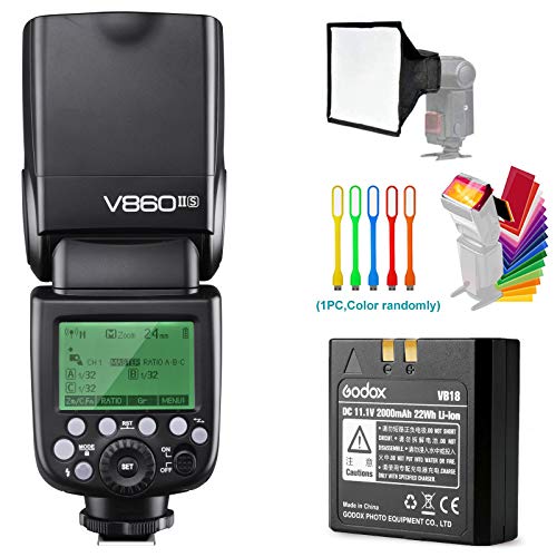 Godox V860II-S Camera Flash Speedlite with High-Speed Sync (GN60, 1/8000), 2.4G TTL, Li-ion Battery for Sony and USB LED Compatible