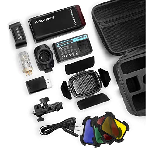 Flashpoint eVOLV 200 R2 TTL Pocket Flash w/ Barndoor Accessory Kit [Includes Barndoors]