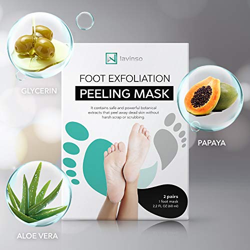  Lavinso Foot Peel Mask for Dry Cracked Feet – 4 Pack Dead Skin  Remover Foot Mask for Cracked Feet and Callus - Exfoliating Feet Peeling  Mask for Soft Baby Feet, Original