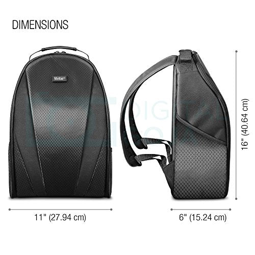 Vivitar Camera Backpack Bag for Sony, Canon, Fuji, Panasonic, Nikon DSLR & Mirrorless Digital Cameras, Video Cameras, Lenses, and Photography Accessories (Black, with Tripod Holder)