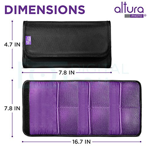 Lens Filter Case with 6 Pockets, for Round/Square Filters + MagicFiber Microfiber Cleaning Cloth