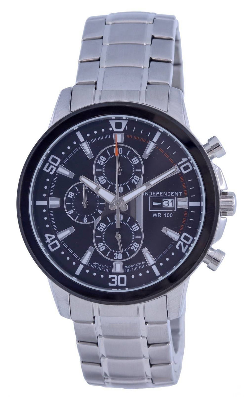 Independent Chronograph Stainless Steel Black Dial Quartz BA2-644-51 100M Men's Watch