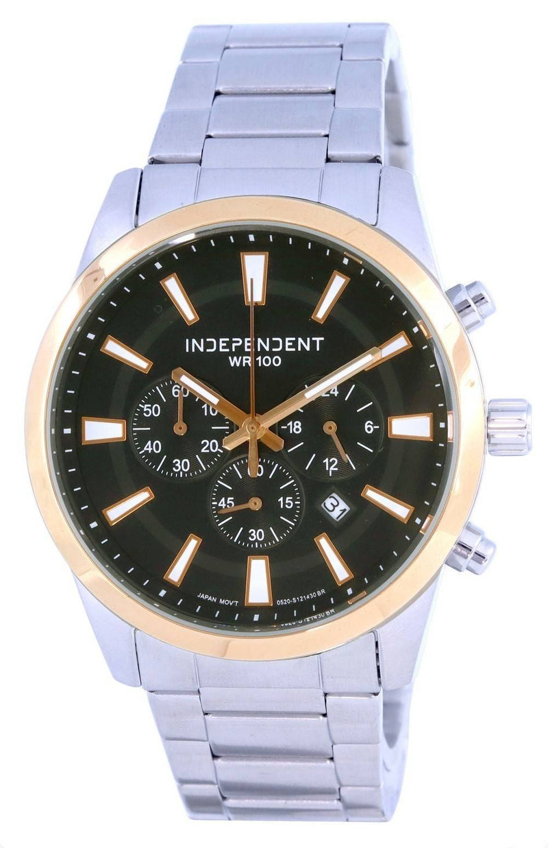 Independent Chronograph Stainless Steel Black Dial Quartz BA4-124-51 100M Men's Watch