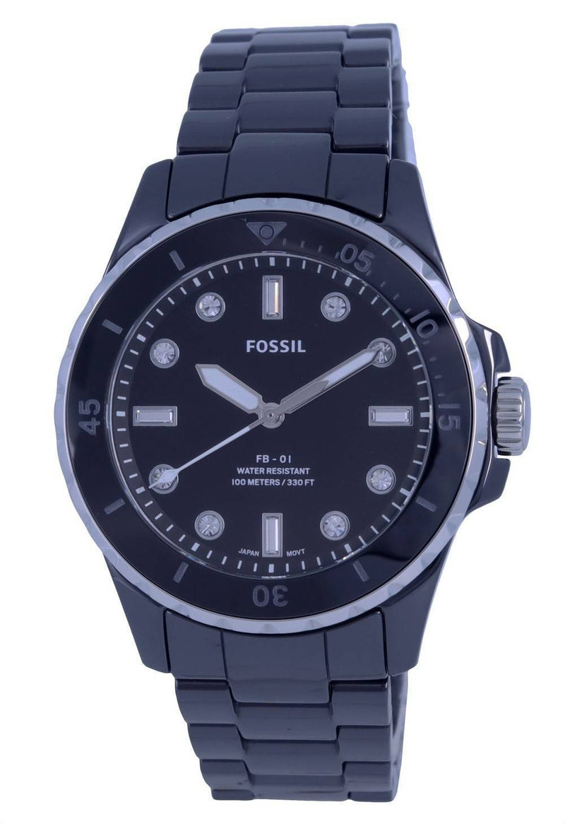 Fossil FB-01 Analog Ceramic Black Dial Quartz CE1108 100M Women's Watch